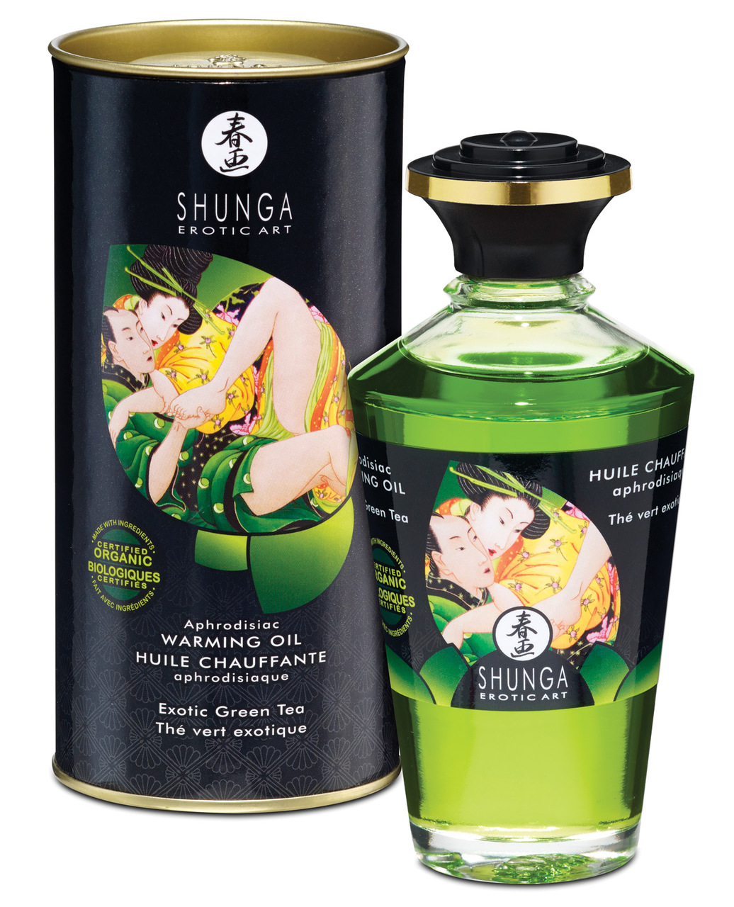 Shunga Organica Warming Massage Oil - 3.5 Oz Green Tea