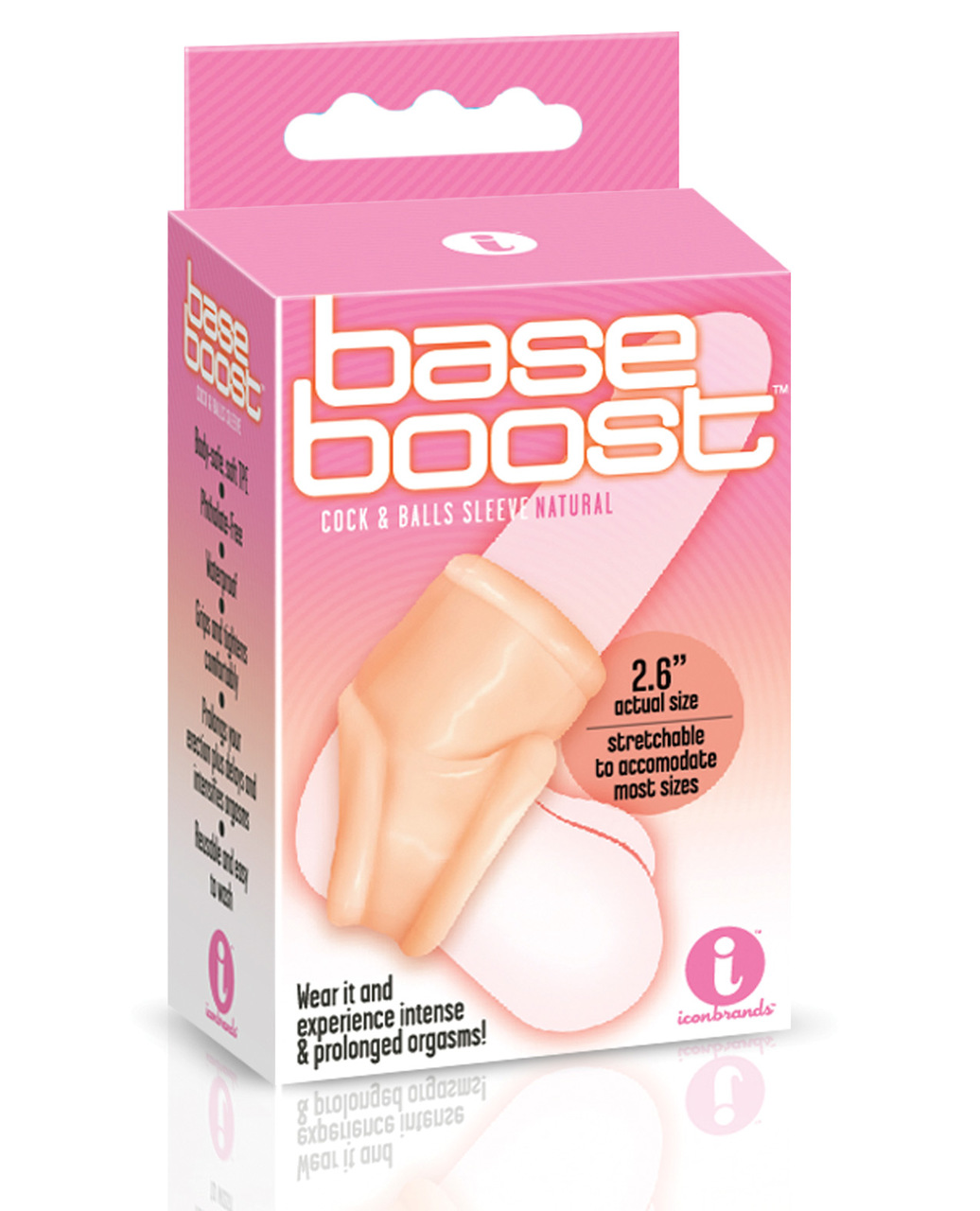 Icon Brands The 9's Base Boost Cock Ring & Balls Sleeve - Natural