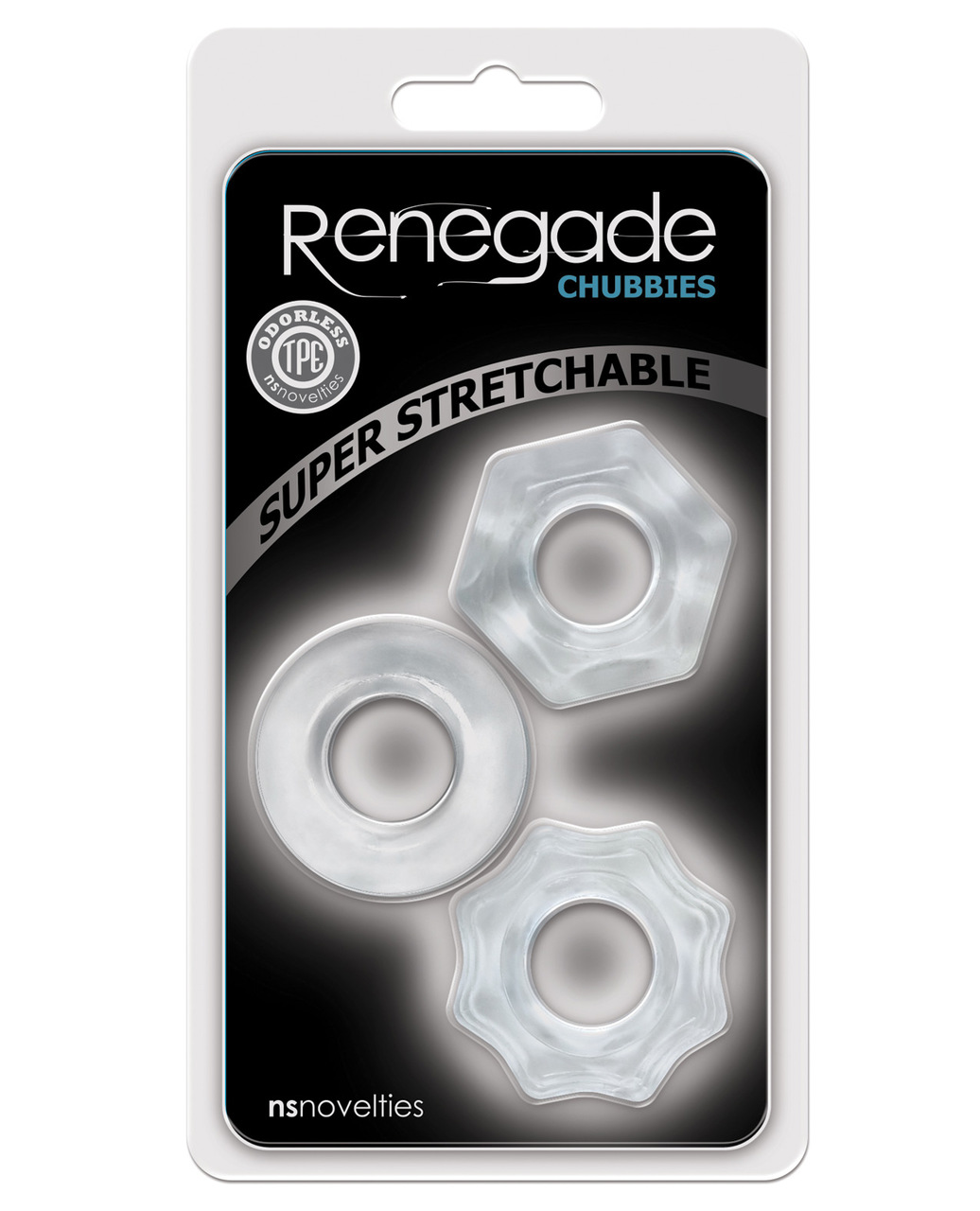 NS Novelties Renegade Chubbies Cock Rings 3 Pack - Clear