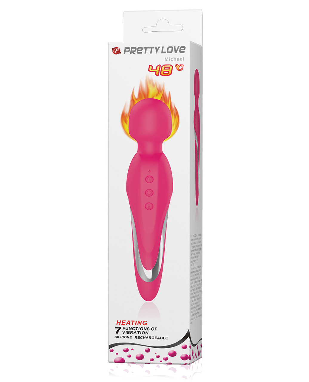 Pretty Love Michael Heating Body Wand Vibrator - Pink