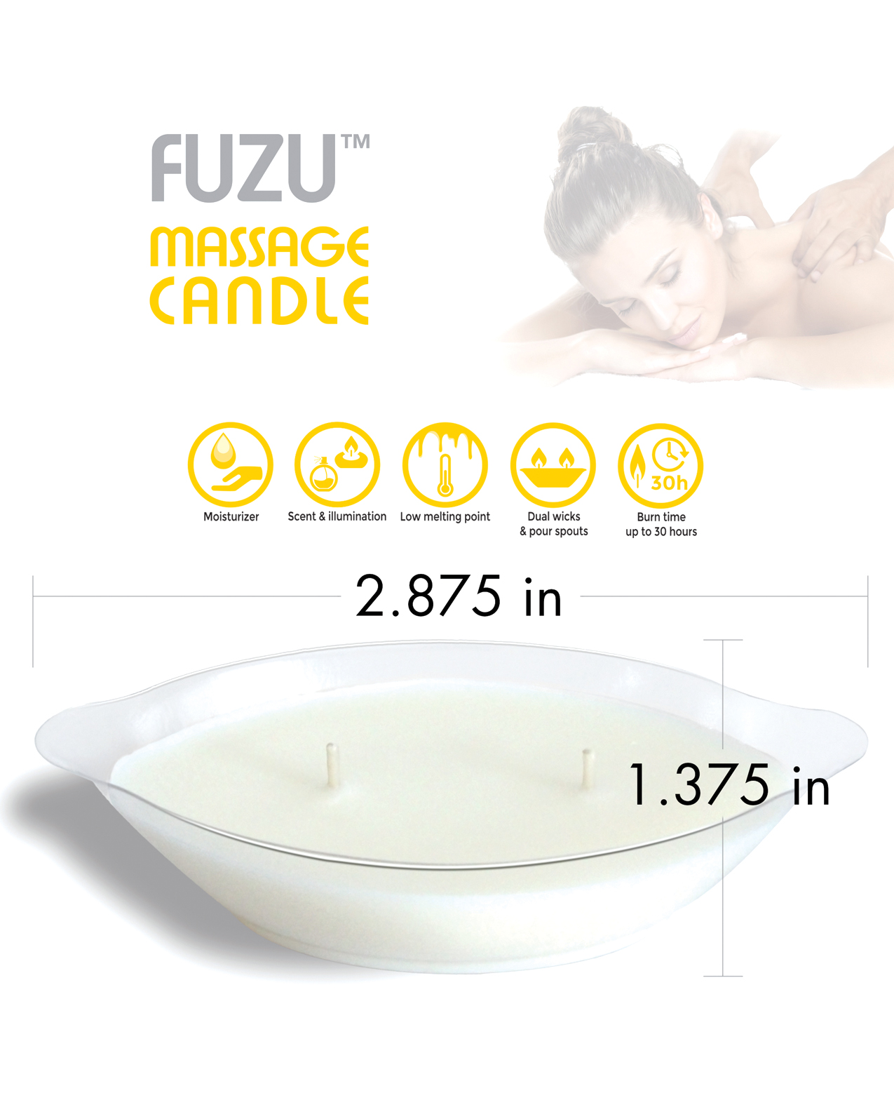 Deeva Fuzu Massage Oil Candle - 4 Oz Fiji Dates & Lemon Peel
