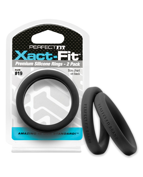 Perfect Fit Brand Xact Fit Cock Ring 19 - Black Pack Of 2