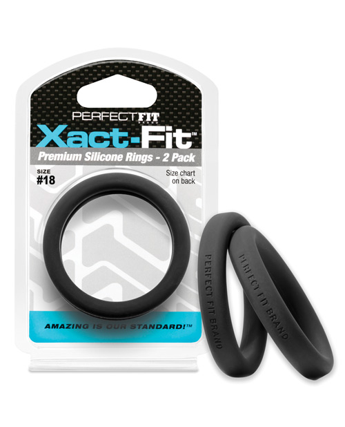 Perfect Fit Brand Xact Fit Cock Ring 18 - Black Pack Of 2