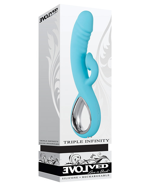Evolved Triple Infinity Rabbit Vibrator - Teal