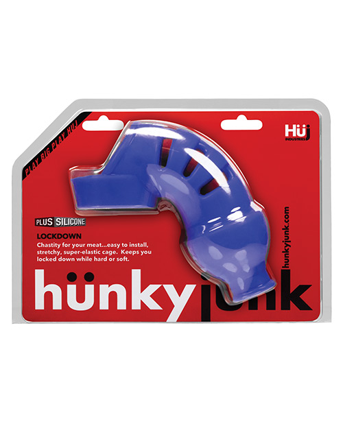 Hunky Junk Lockdown Chastity Cock Cage - Cobalt
