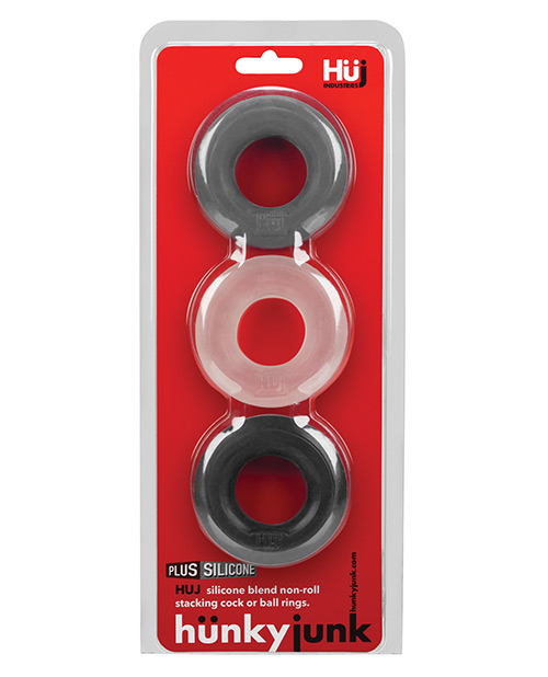 Hunky Junk Cock Ring Multi Pack - Asst. Colors Pack Of 3