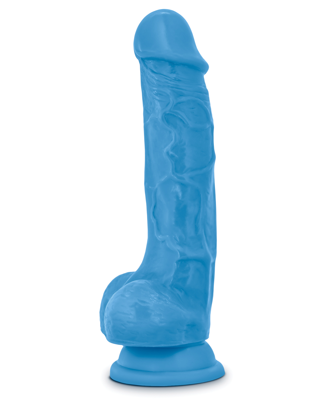 Blush Neo Dual Density 7.5" Dildo With Balls - Neon Blue