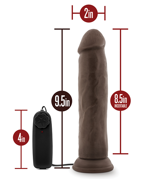 Blush Dr. Skin Dr. Throb 9.5" Vibrating Suction Cup Dildo Realistic Vibrator - Chocolate