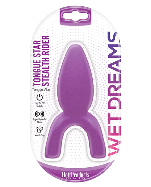 Hott Products Wet Dreams Tongue Star Stealth Rider Tongue Vibrator- Purple