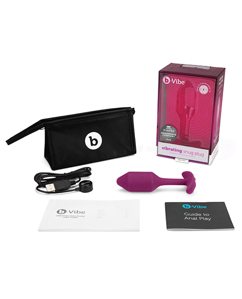 B - Vibe Vibrating Weighted Snug Butt Plug M - 112 G Rose