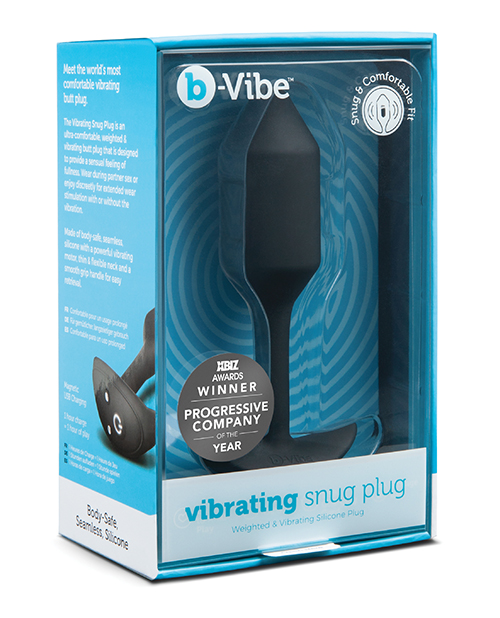 B - Vibe Vibrating Weighted Snug Butt Plug M - 112 G Black