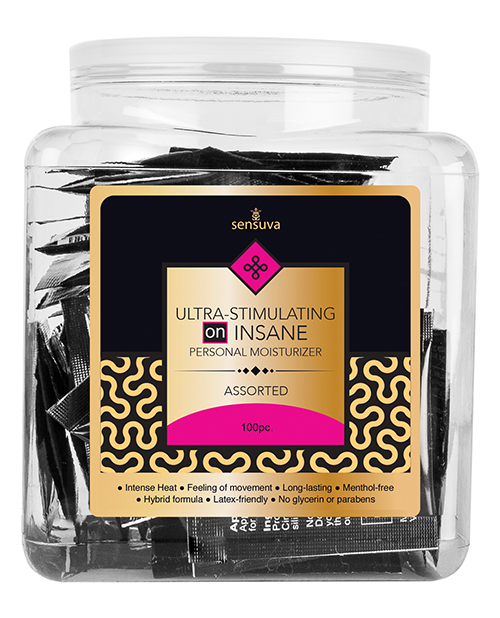 Sensuva Insane Ultra Stimulating Personal Moisturizer Tub - Asst. Single Use Packet Tub Of 100