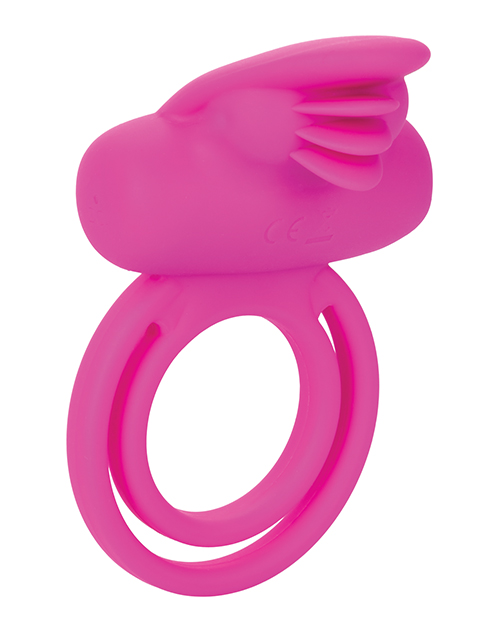 CalExotics Silicone Rechargeable Dual Clit Flicker Enhancer - Pink Cock Ring