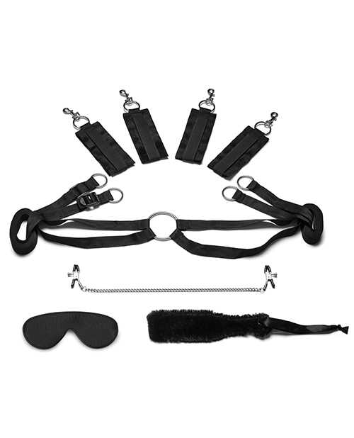 Lux Fetish Fuzzy Lovers 4Pc Bed Spreader Wrist & Ankle Bondage Restaint Set