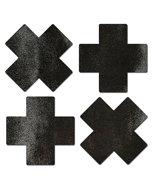 Pastease Petites Liquid Cross - Black O/S Pack Of 2 Pair Pasties