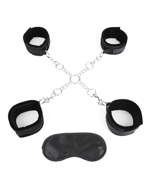 Lux Fetish Deluxe Chain Hogtie Restraints Kit With 4 Universal Soft Cuffs