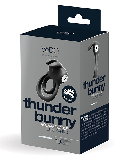 VeDO Thunder Rechargeable Dual Cock Ring - Just Black