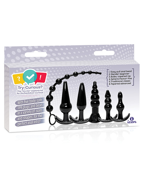 Icon Brands Try - Curious Anal Butt Plug Kit - Black