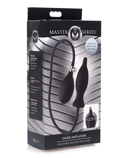 XR Master Series Dark Inflator Inflatable Silicone Anal Butt Plug - Black