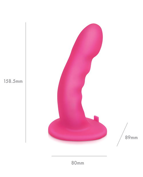 Pegasus 6" Rechargeable Ripple Pegging Dildo With Adjustable Harness & Remote - Pink