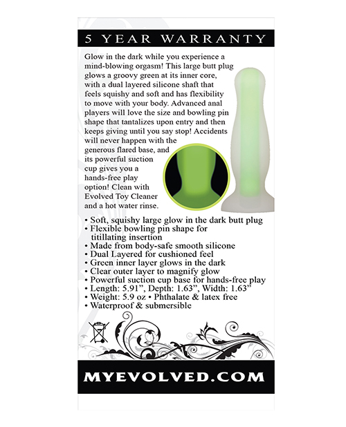 Evolved Luminous Anal Butt Plug Large - Green