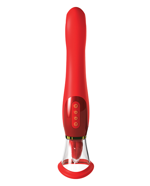Pipedream Fantasy For Her Ultimate Pleasure 24K Gold Seasonal Luxury Edition Tongue Vibrator With Travel Bag Luxury Box - Red