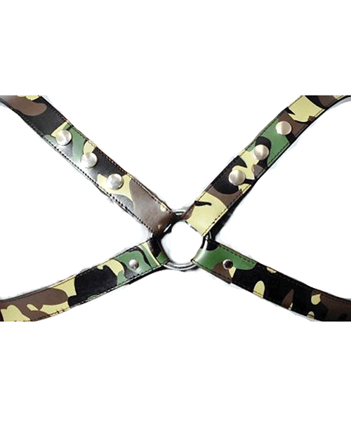 Sensual Sin Fetish Leather X Body Harness - Camo Large/Extra Large