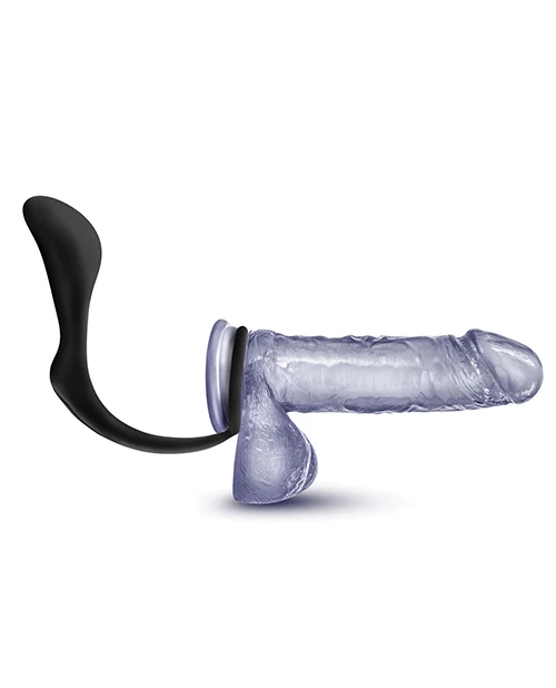 Blush Cock Ring & Butt Plug Prostate Massager - Black