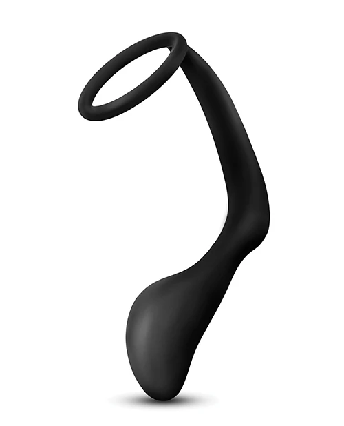 Blush Cock Ring & Butt Plug Prostate Massager - Black