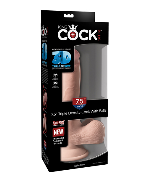 Pipedream King Cock Plus 7.5" Triple Density Realistic Dildo With Balls