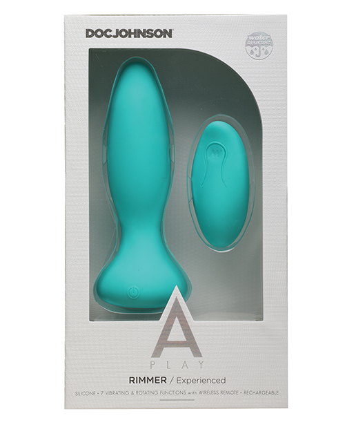 Doc Johnson A Play Rimming Experienced Rechargeable Silicone Anal Butt Plug With Remote - Teal