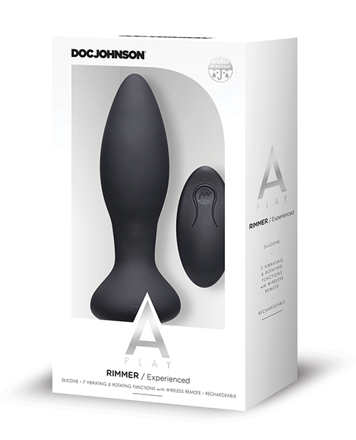 Doc Johnson A Play Rimming Experienced Rechargeable Silicone Anal Butt Plug With Remote - Black