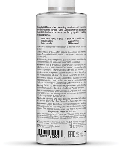 Wicked Sensual Care Collection Simply Hybrid Personal Lubricant - 4 Oz