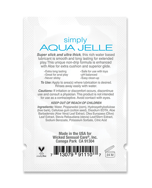 Wicked Sensual Care Collection Simply Aqua Jelle Waterbased Personal Lubricant - .1 Oz