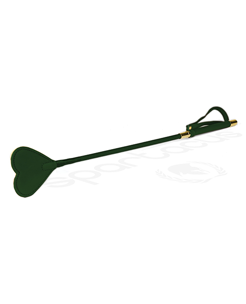 Spartacus Fetish Pu Riding Crop With Plush Heart Shape Tip - Green