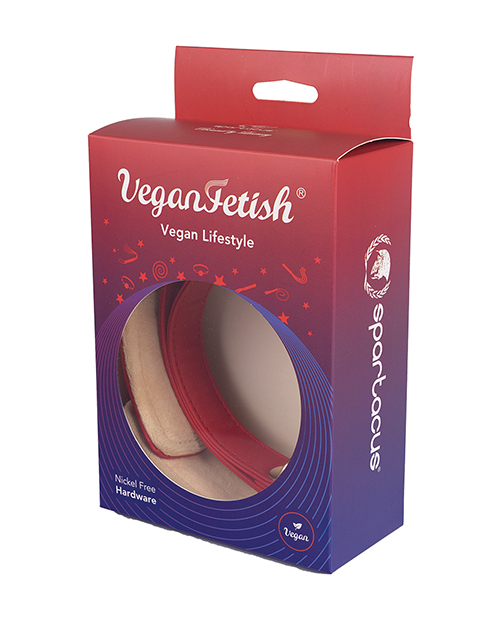 Spartacus Fetish Plush Lined Pu Collar & Chained Leash - Red