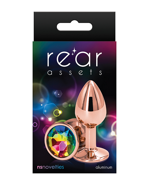 NS Novelties Rear Assets Rose Gold Small Butt Plug - Rainbow