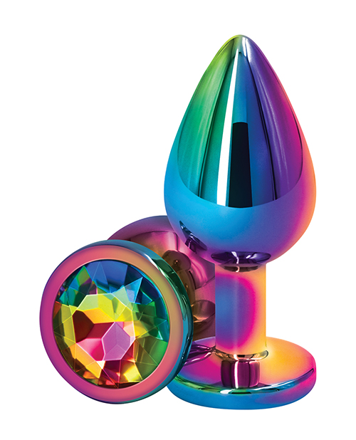 NS Novelties Rear Assets Mulitcolor Medium Butt Plug - Rainbow