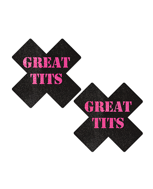Pastease Great Tits Cross - Black/Pink O/S Pasties