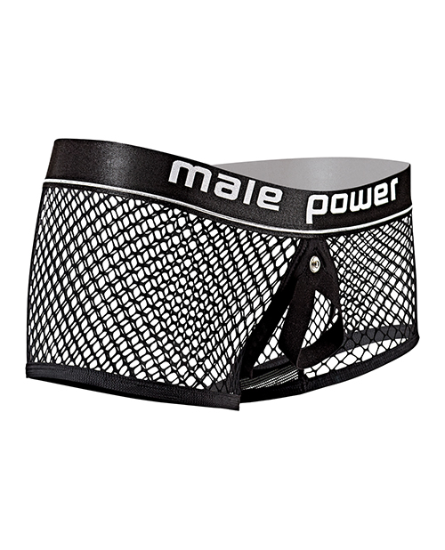 Male Power Men's Cock Pit Fishnet Mini Cock Ring Short Black Xl