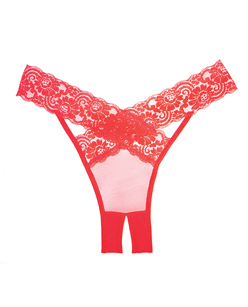 Allure Adore Sheer & Lace Desire Panty Red O/S