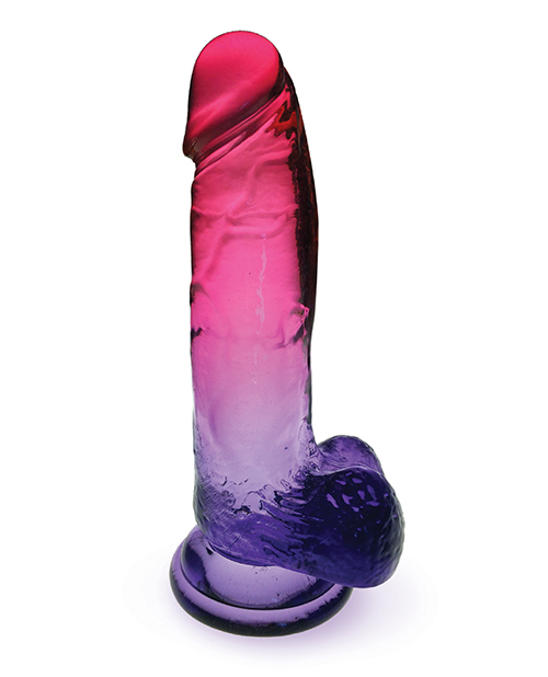 Icon Brands Shades Jelly TPR Gradient Suction Cup Dildo Large - Pink/Plum