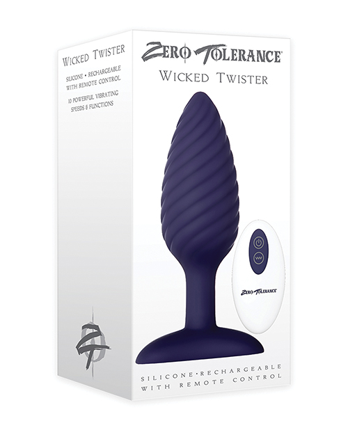 Zero Tolerance Wicked Twister Anal Rechargeable Butt Plug - Purple