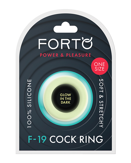 Forto F - 19 Two Tone Liquid Silicone Cock Ring - Black/Glow In The Dark