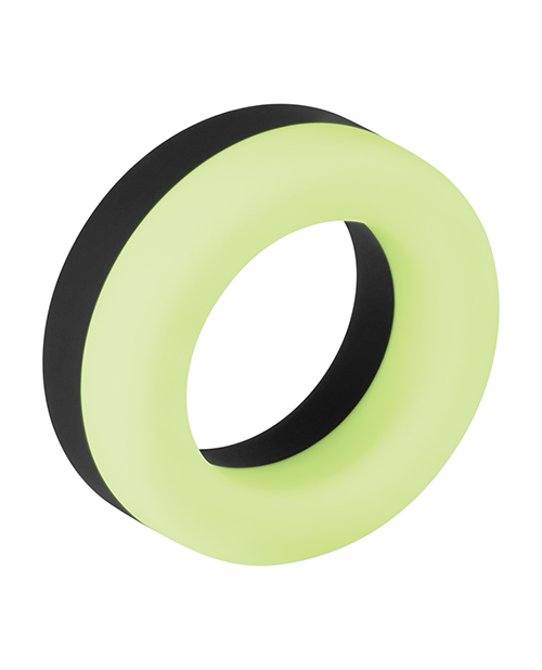 Forto F - 19 Two Tone Liquid Silicone Cock Ring - Black/Glow In The Dark