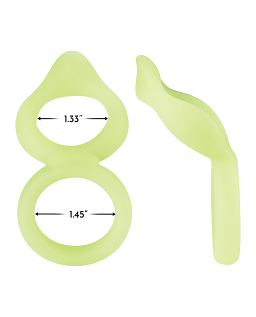 Forto F - 88 Double Ring Liquid Silicone Cock Ring - Glow In The Dark