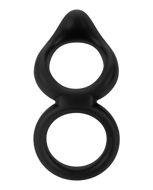 Forto F - 88 Double Ring Liquid Silicone Cock Ring - Black