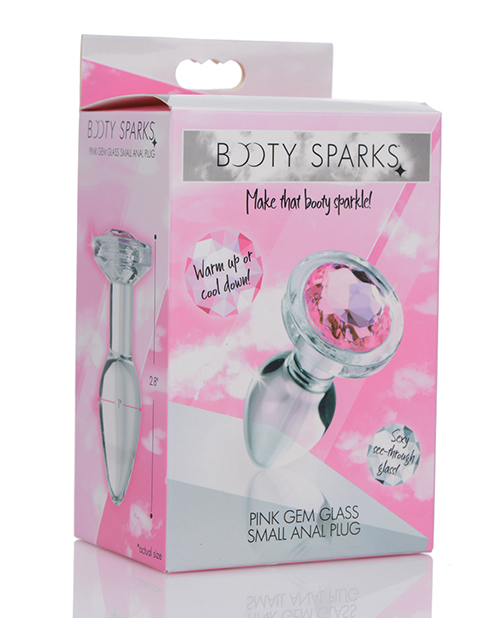 XR Booty Sparks Pink Gem Glass Anal Butt Plug - Small