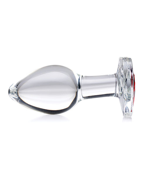 XR Booty Sparks Red Heart Gem Glass Anal Butt Plug - Medium