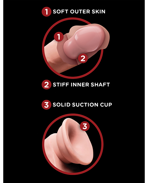 Pipedream King Cock Plus 6" Triple Density Suction Cup Dildo With Swinging Balls - Ivory